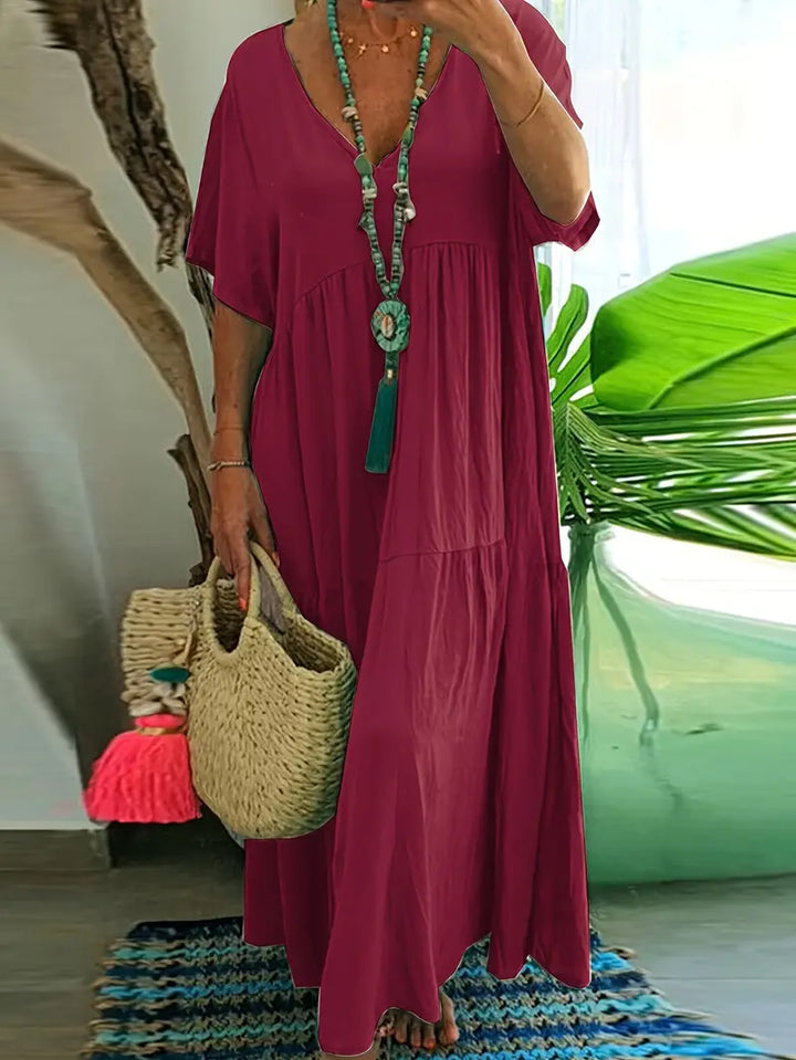 Anna – Lockeres Maxikleid mit V-Ausschnitt