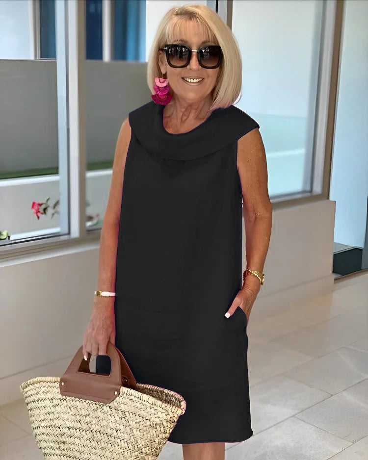 Perla – Ärmelloses Etuikleid mit Rundkragen