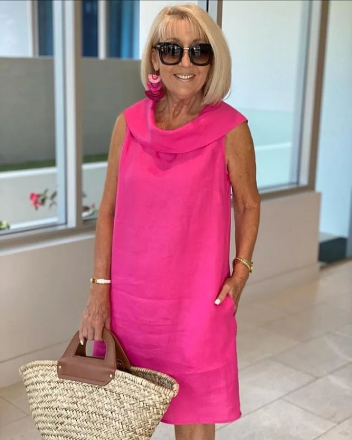 Perla – Ärmelloses Etuikleid mit Rundkragen