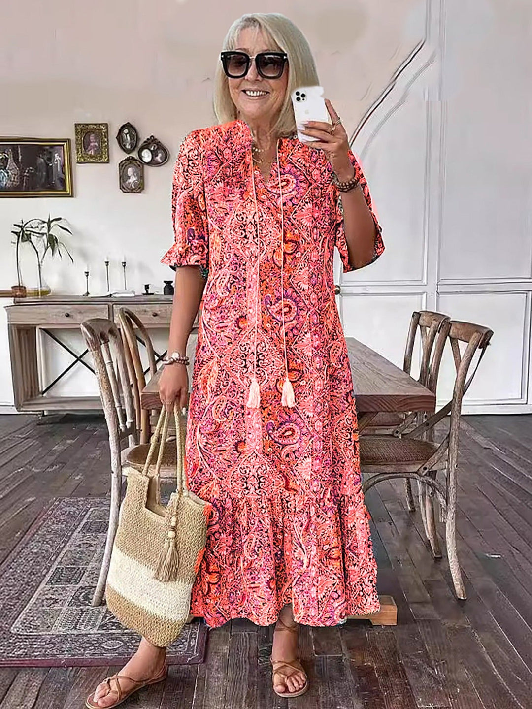 Averie – Bedrucktes Boho-Midikleid