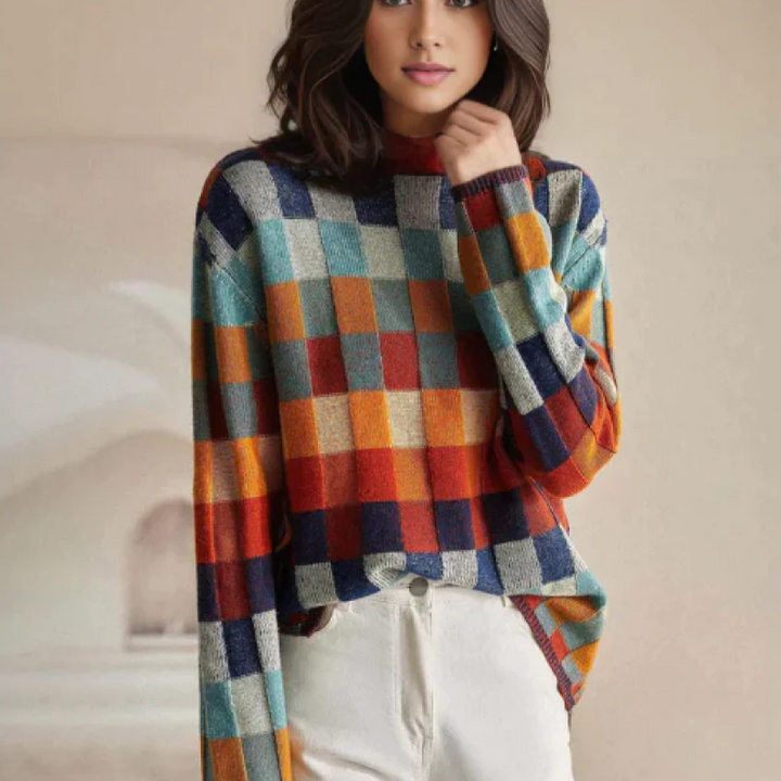 Mirelle – Kariertes Strickpullover