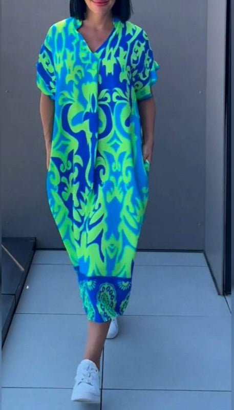 Nia | Geblümtes Midikleid mit V-Ausschnitt