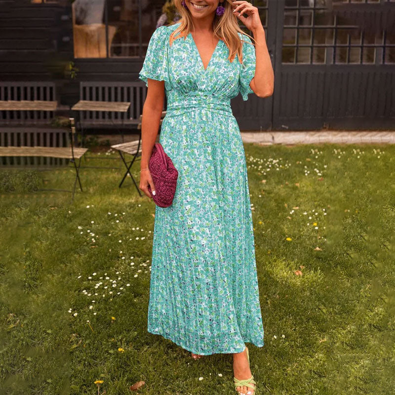Liesel – Maxikleid mit Blumenmuster und Flatterärmeln