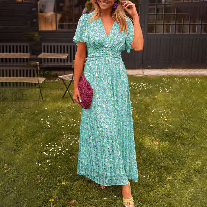 Liesel – Maxikleid mit Blumenmuster und Flatterärmeln