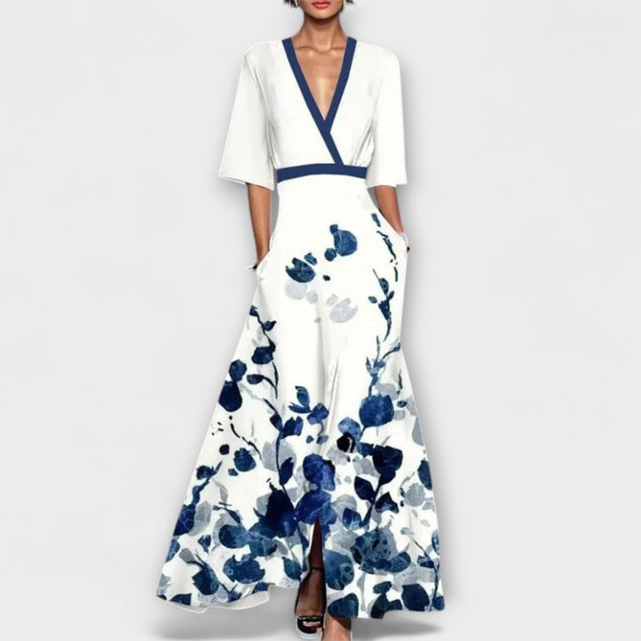 Runhild – Bedrucktes Ausgestelltes Wickelkleid