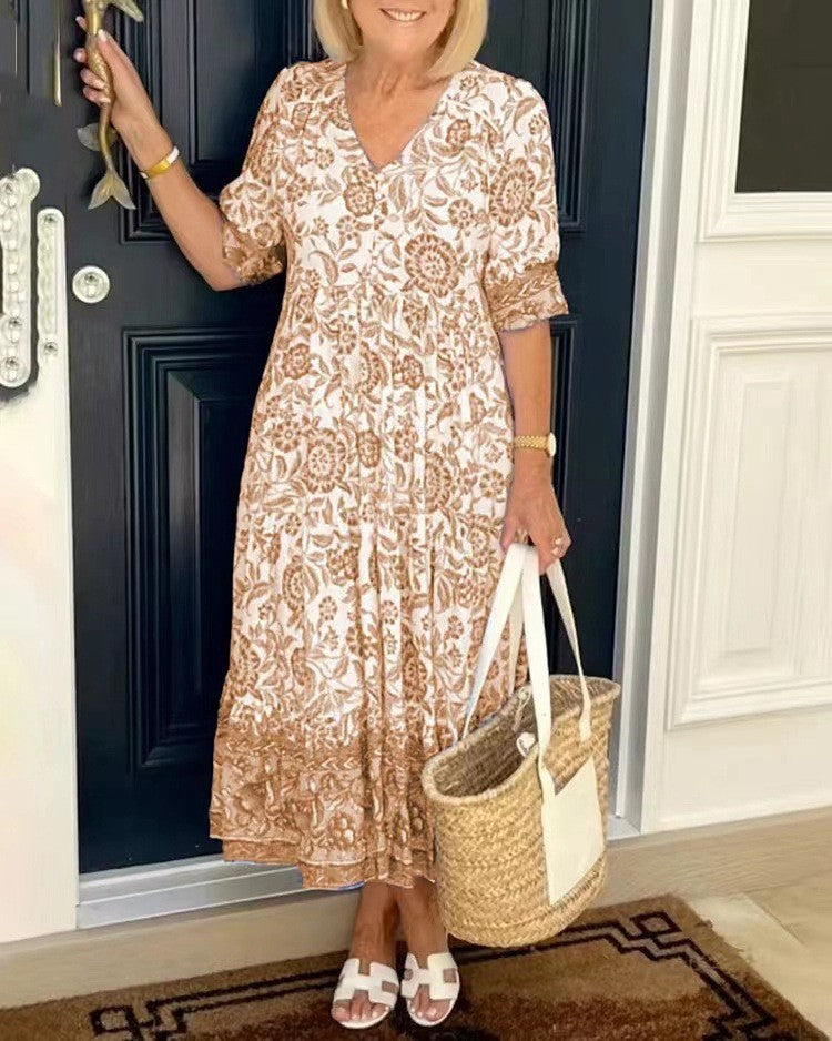 Aminta – Bedrucktes Boho-Midikleid