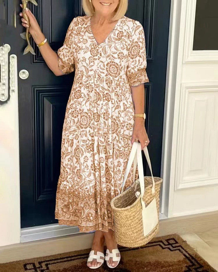 Aminta – Bedrucktes Boho-Midikleid