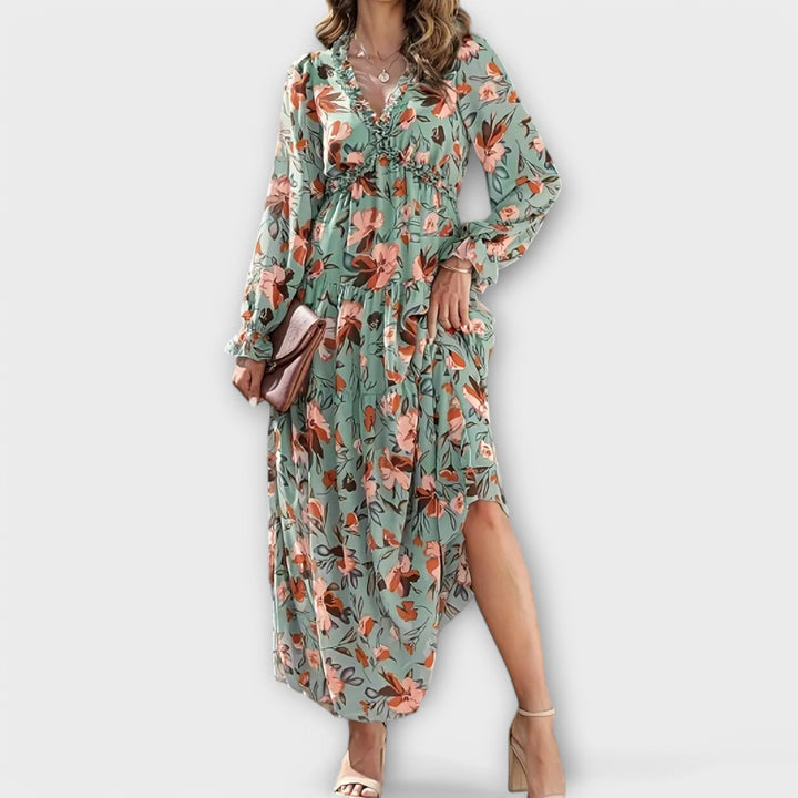 Stella – Maxikleid mit Retro-Muster