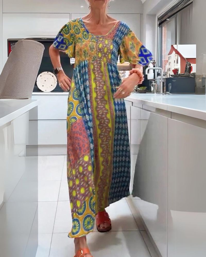 Romy – Patchwork Boho Maxikleid