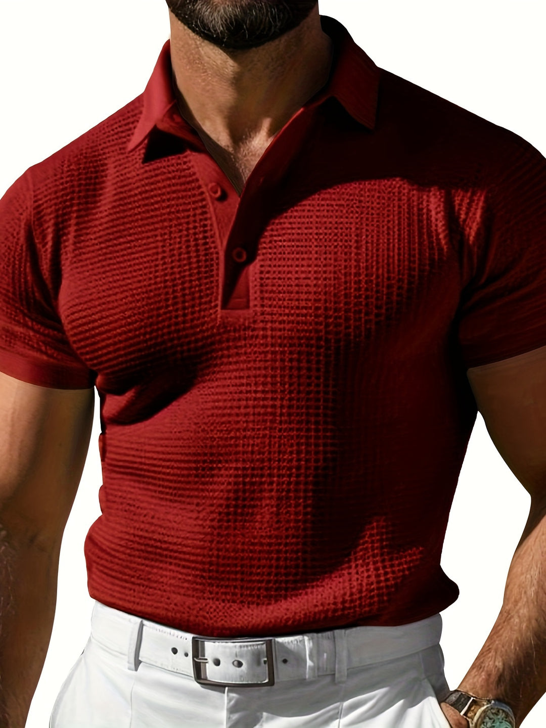 Xandro – Strukturierter Kurzarm-Poloshirt