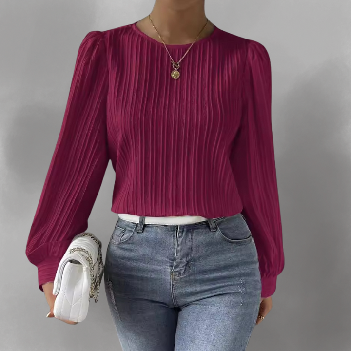 Carly – Plissierte Langarmbluse