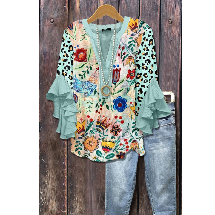 Waverley – Bluse mit Volantärmeln und Print