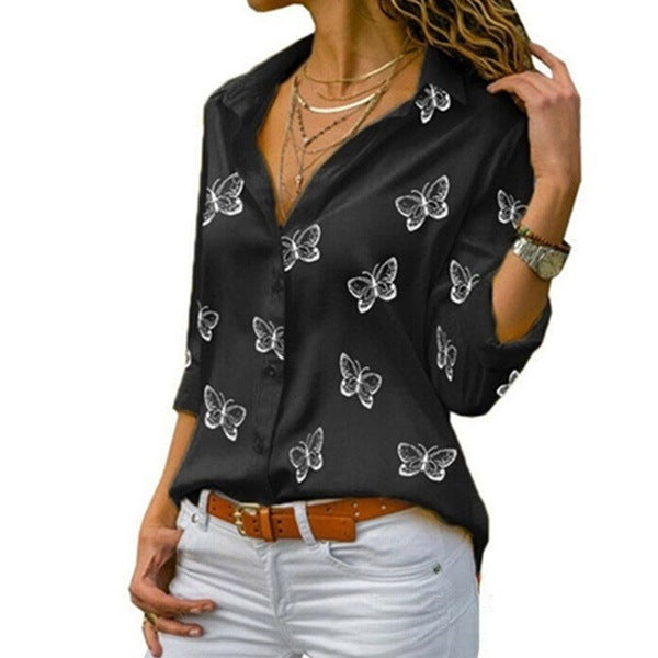 Neleia – Locker geschnittene Bluse mit Schmetterlingsprint