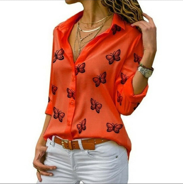 Neleia – Locker geschnittene Bluse mit Schmetterlingsprint