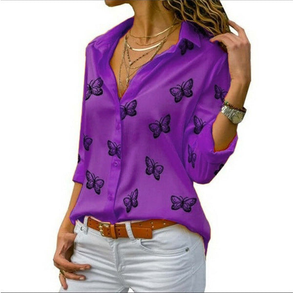 Neleia – Locker geschnittene Bluse mit Schmetterlingsprint