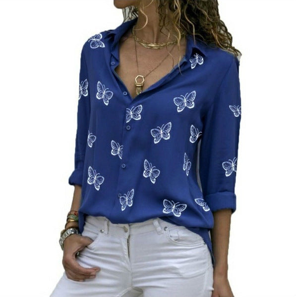 Neleia – Locker geschnittene Bluse mit Schmetterlingsprint