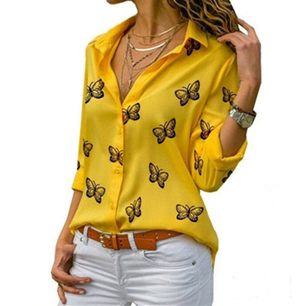 Neleia – Locker geschnittene Bluse mit Schmetterlingsprint