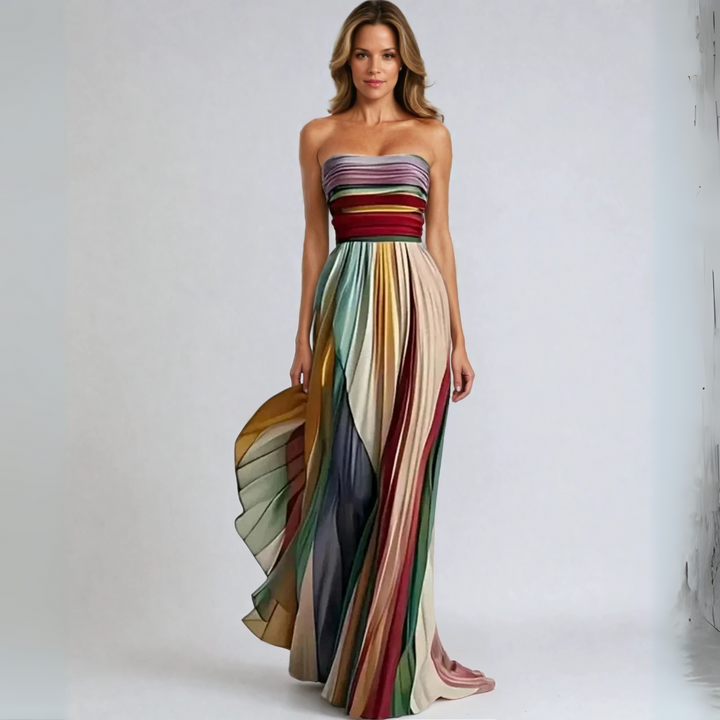 Xavierra – Trägerloses Plissiertes Maxikleid