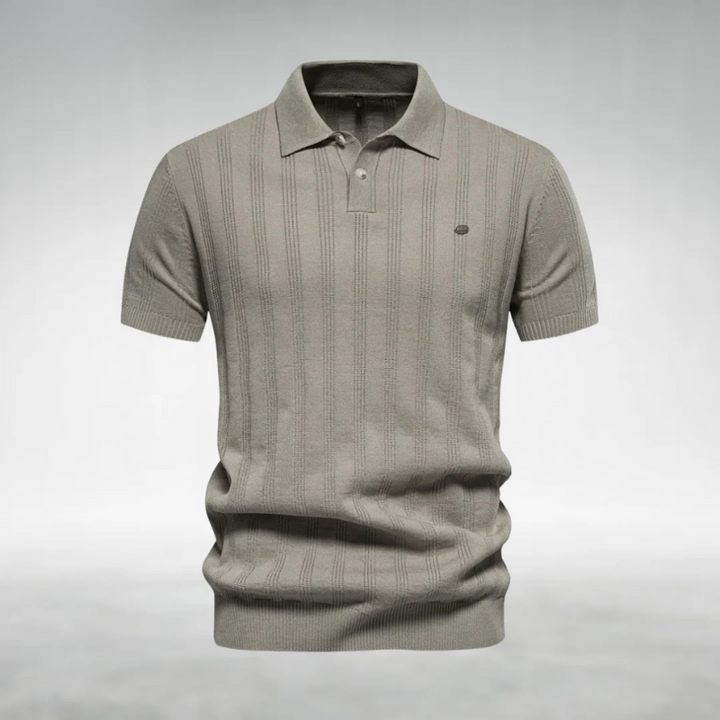 Finjeno – Geripptes Poloshirt mit Strukturmuster