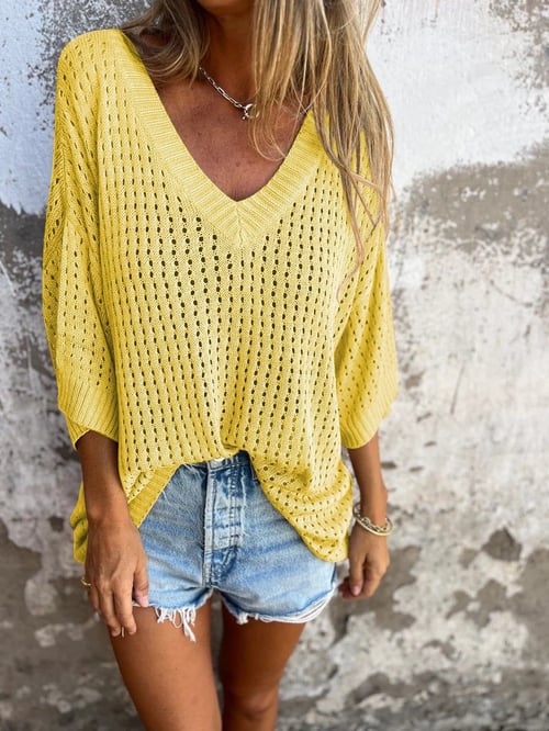 Huberta – Lockerer Strickpullover mit Lochmuster
