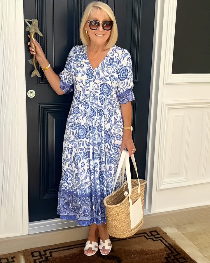 Aminta – Bedrucktes Boho-Midikleid