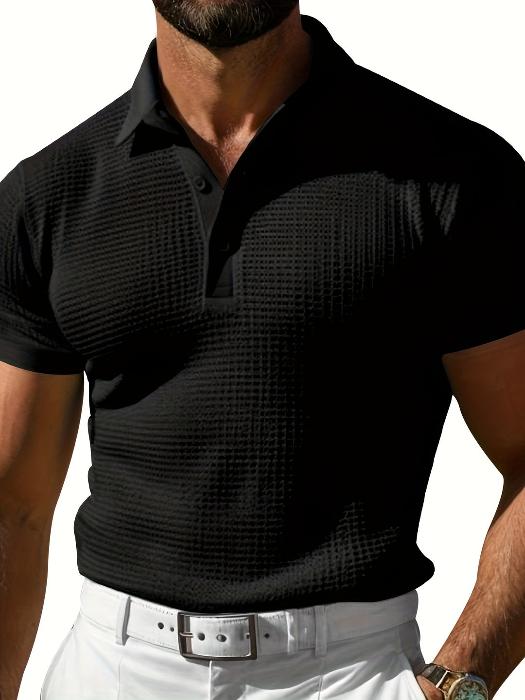 Xandro – Strukturierter Kurzarm-Poloshirt