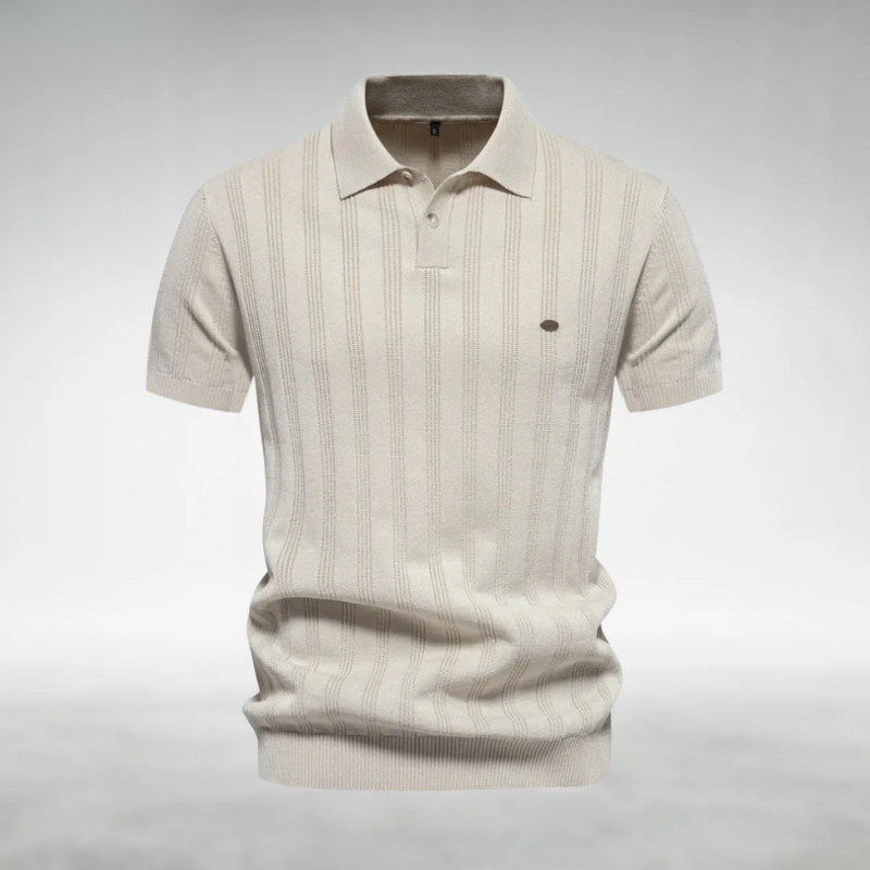Finjeno – Geripptes Poloshirt mit Strukturmuster
