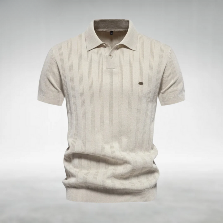 Finjeno – Geripptes Poloshirt mit Strukturmuster
