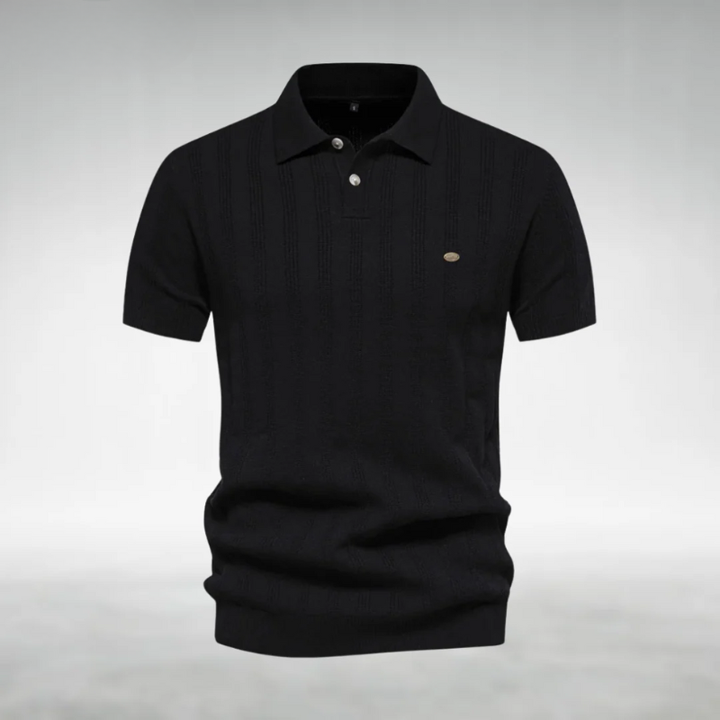 Finjeno – Geripptes Poloshirt mit Strukturmuster
