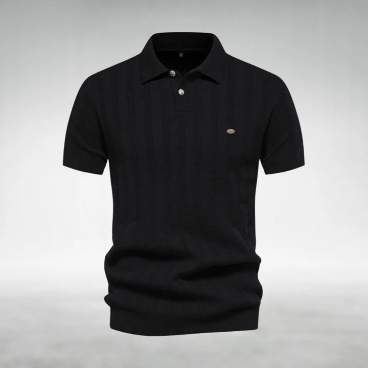 Finjeno – Geripptes Poloshirt mit Strukturmuster