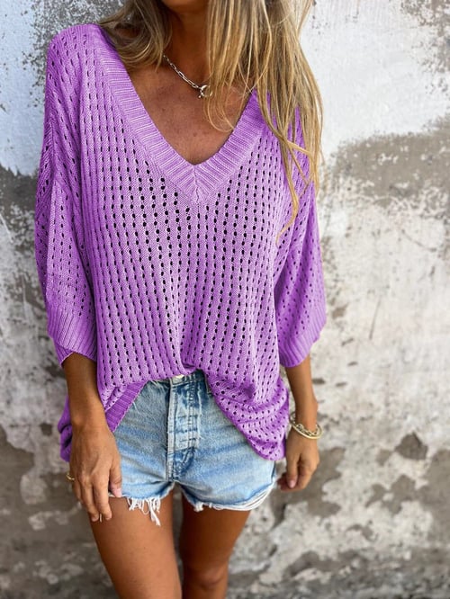 Huberta – Lockerer Strickpullover mit Lochmuster