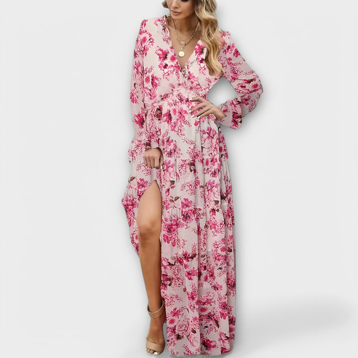 Stella – Maxikleid mit Retro-Muster