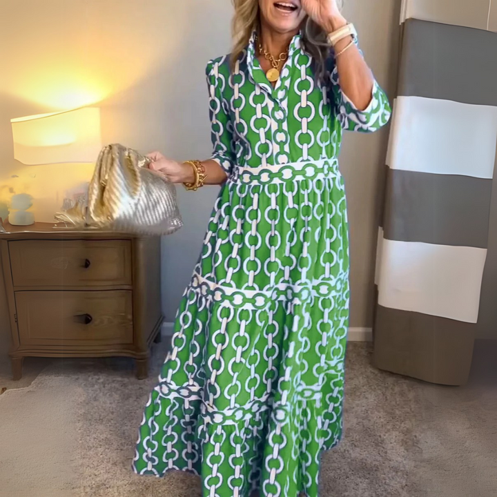 Verity – Hemdblusenkleid mit Kettenprint