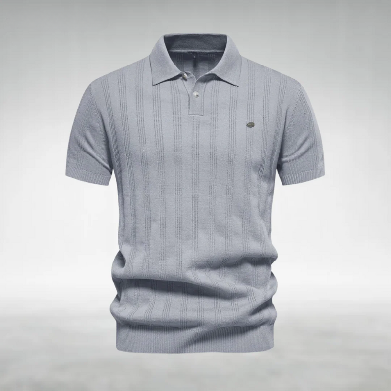 Finjeno – Geripptes Poloshirt mit Strukturmuster