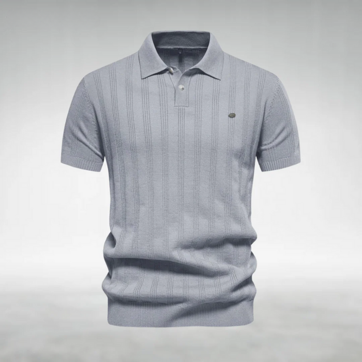 Finjeno – Geripptes Poloshirt mit Strukturmuster
