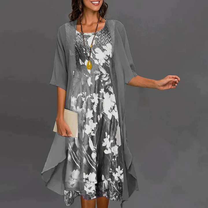 Marlene – Geblümtes Chiffonkleid-Set