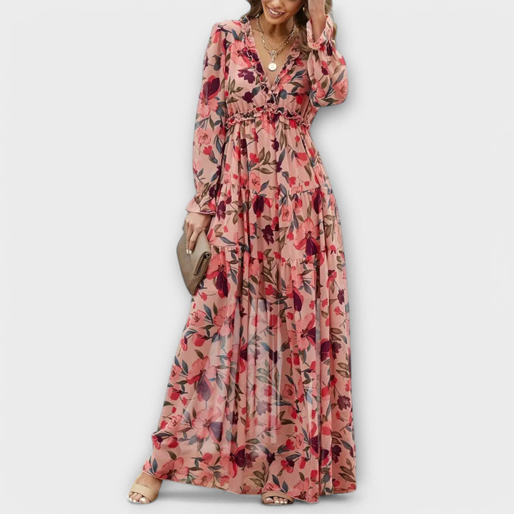 Stella – Maxikleid mit Retro-Muster
