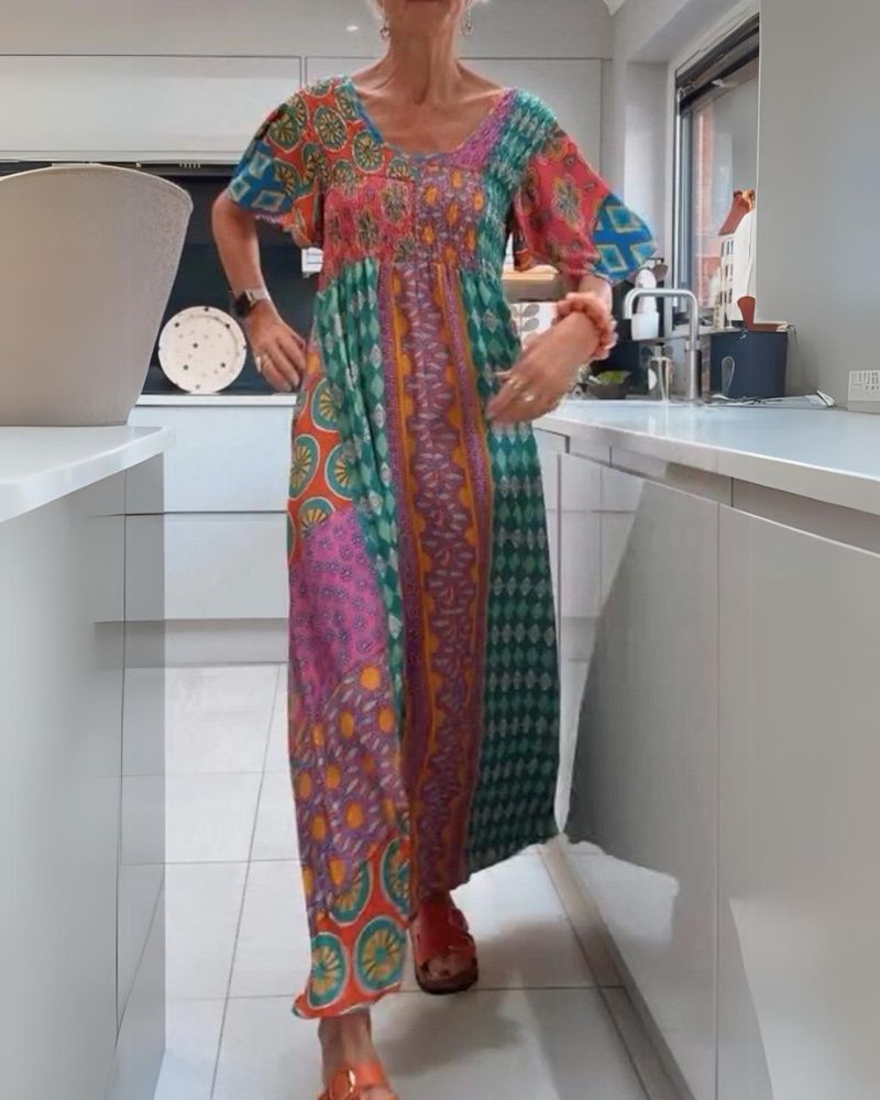 Romy – Patchwork Boho Maxikleid