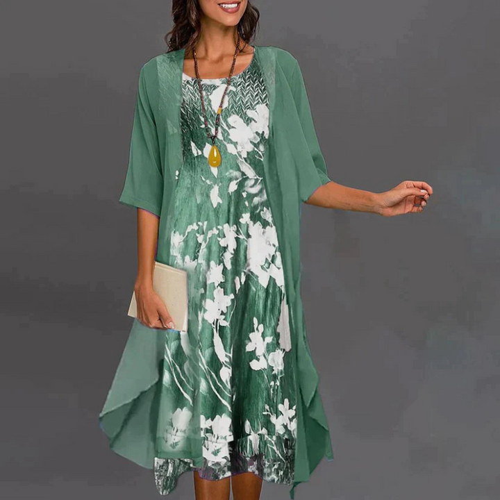 Marlene – Geblümtes Chiffonkleid-Set