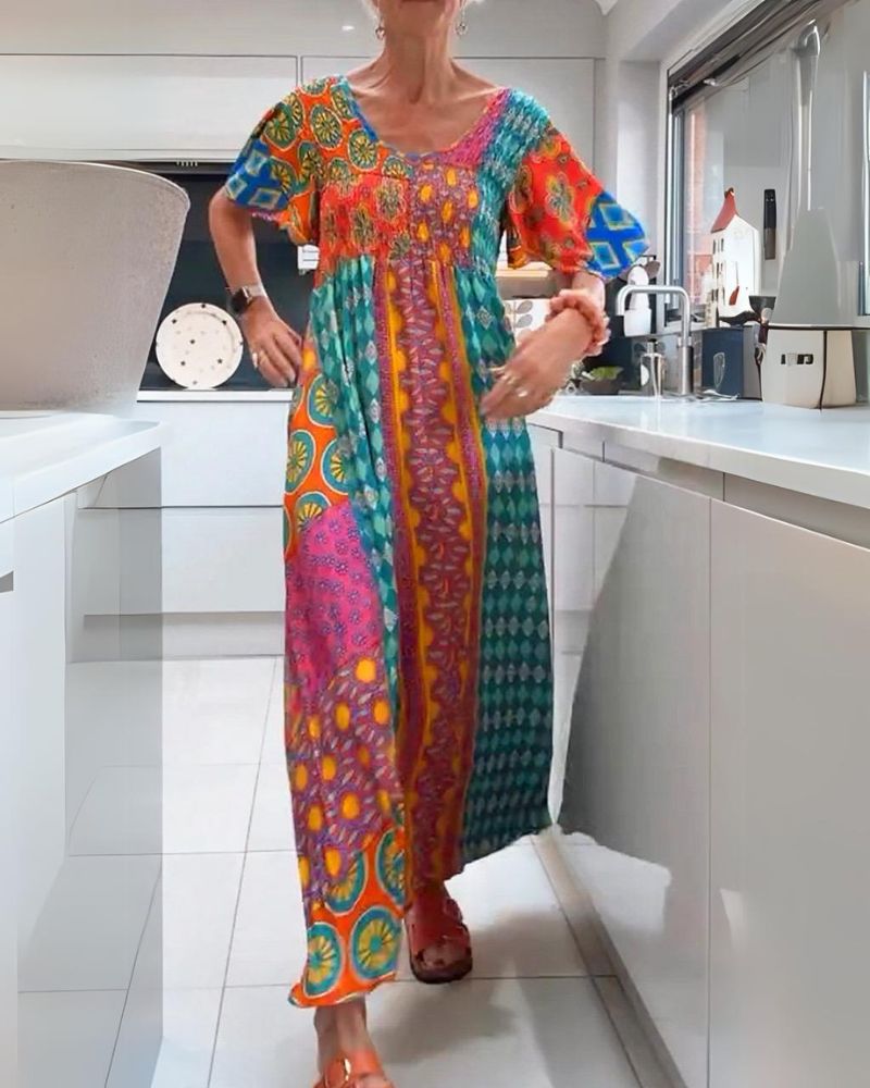 Romy – Patchwork Boho Maxikleid