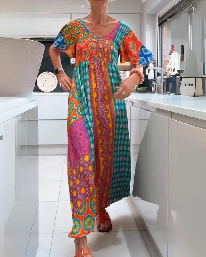 Romy – Patchwork Boho Maxikleid