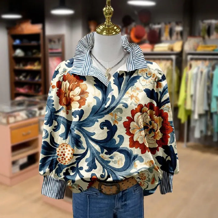 Serenity – Klassische Vintage-Bluse mit Blumenmuster
