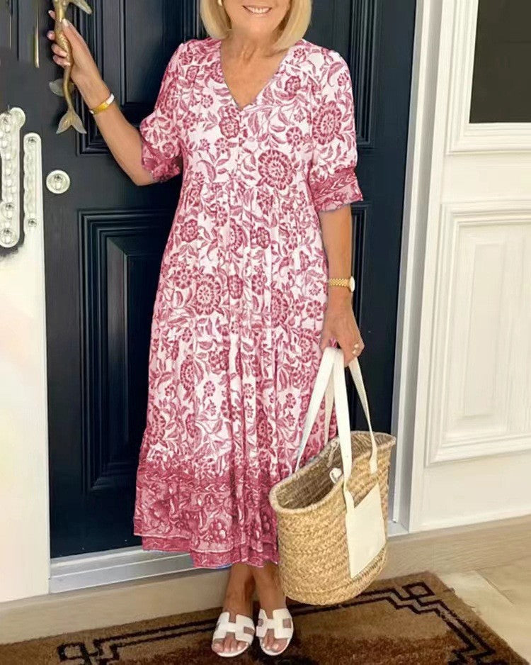 Aminta – Bedrucktes Boho-Midikleid