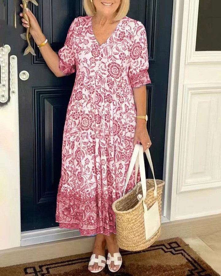 Aminta – Bedrucktes Boho-Midikleid
