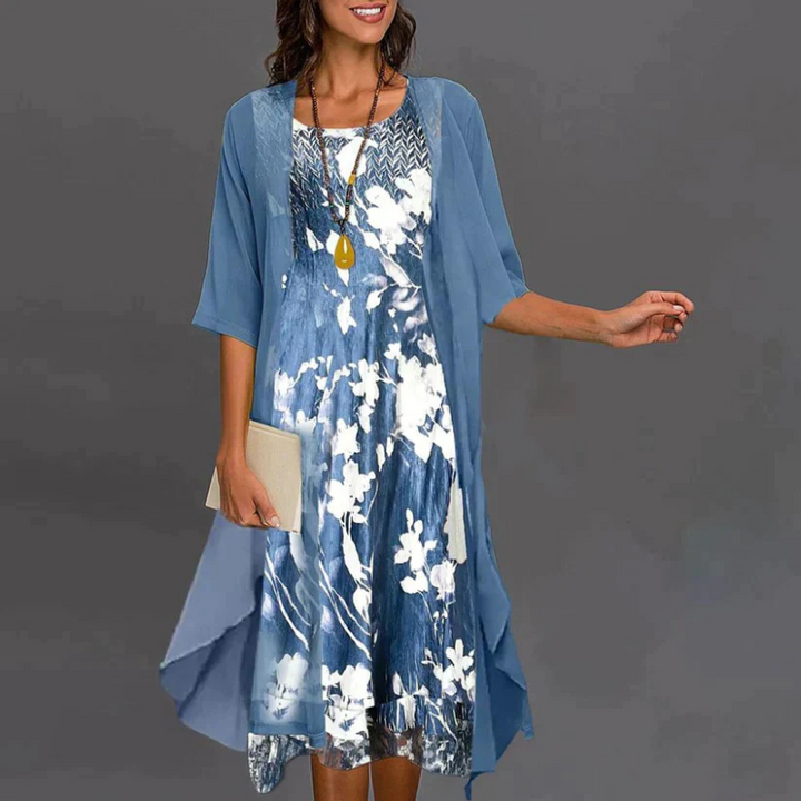 Marlene – Geblümtes Chiffonkleid-Set