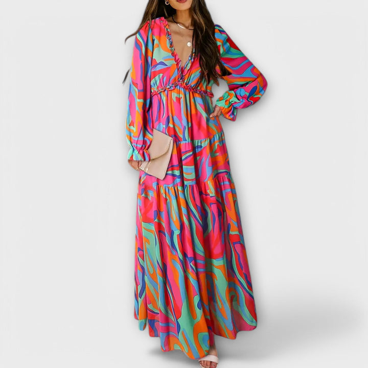 Stella – Maxikleid mit Retro-Muster