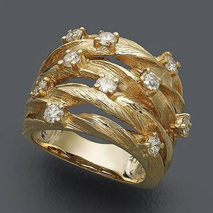 18k Goldener Boho-Ring mit Zirkonia