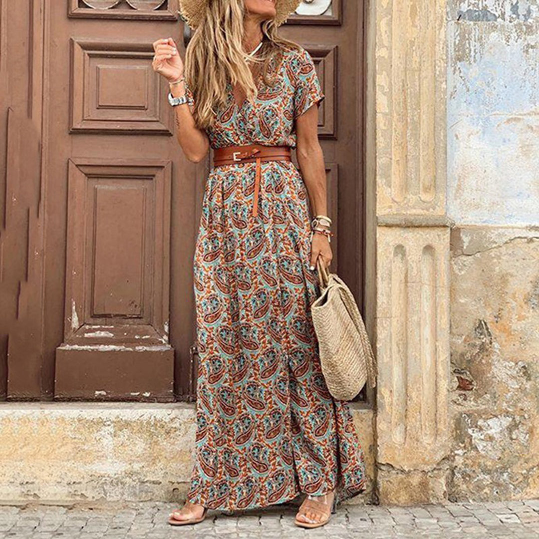 Xylara – Bedrucktes Maxi-Wickelkleid