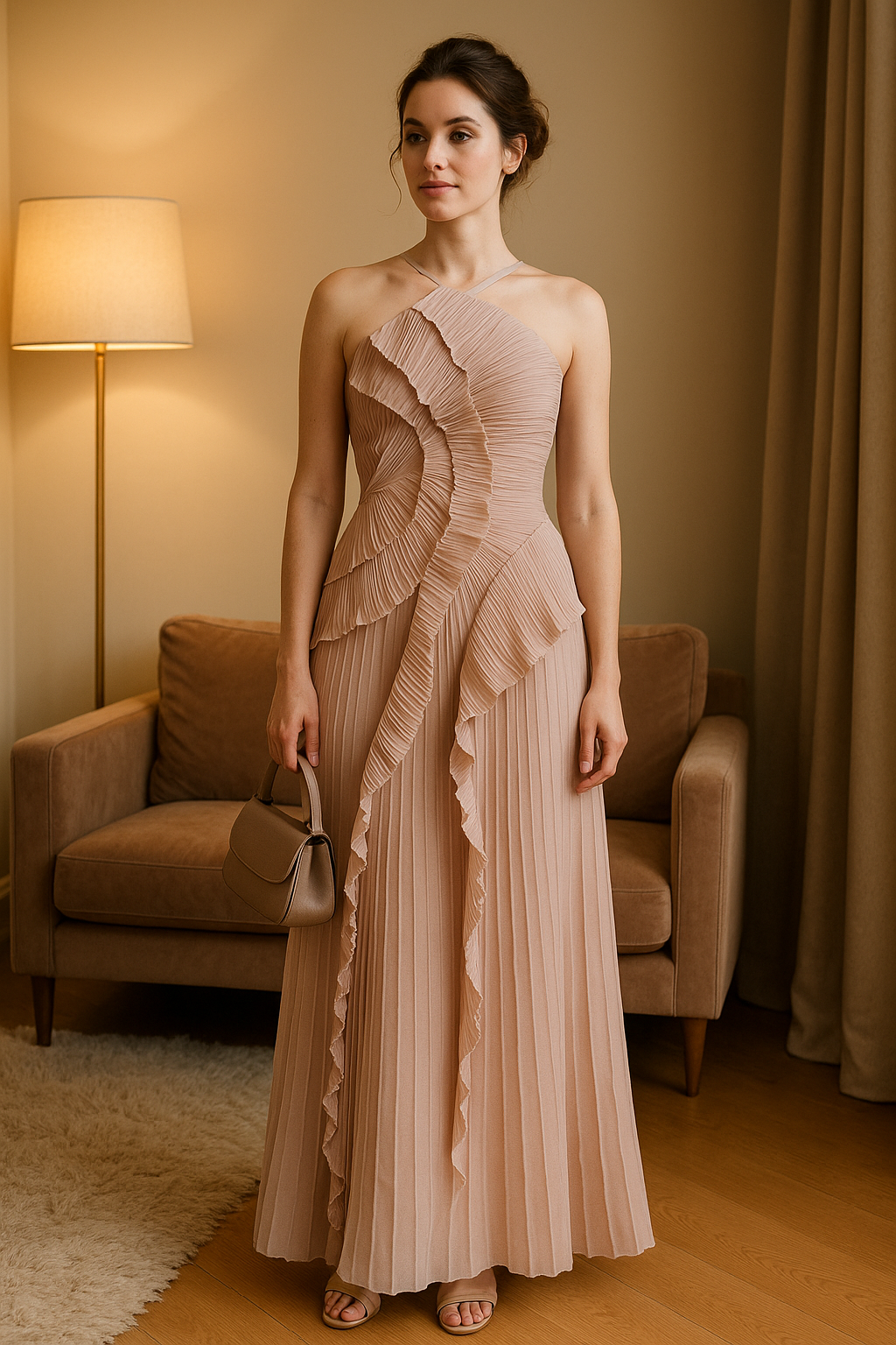 Adelheid – Asymmetrisches Plisseekleid