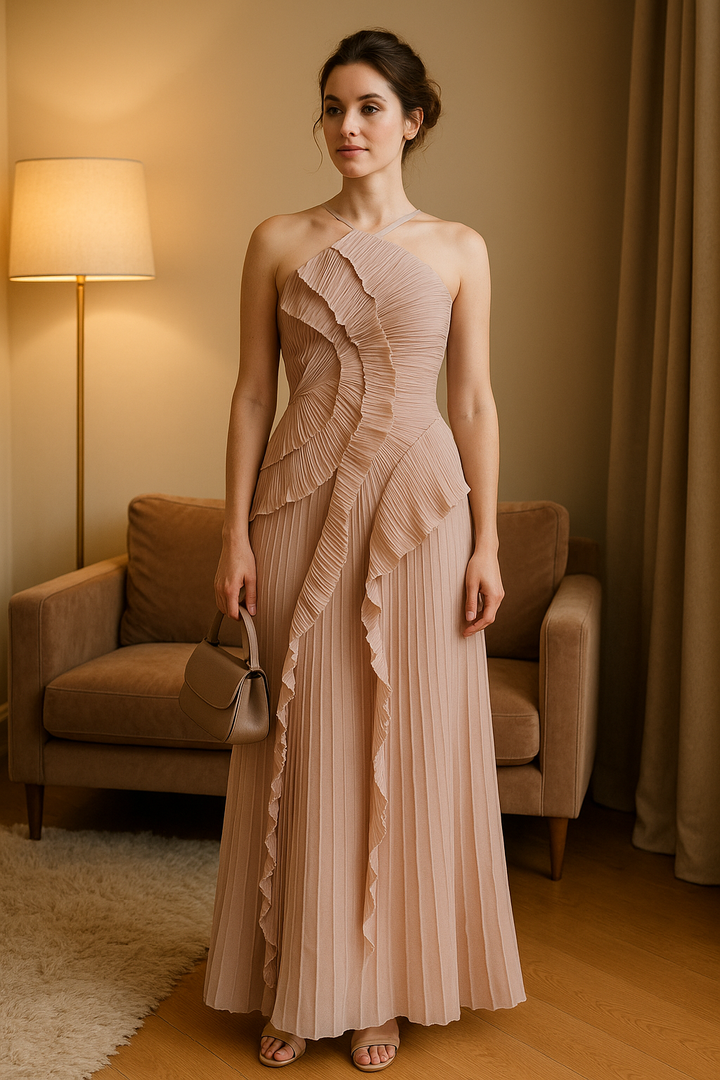 Adelheid – Asymmetrisches Plisseekleid